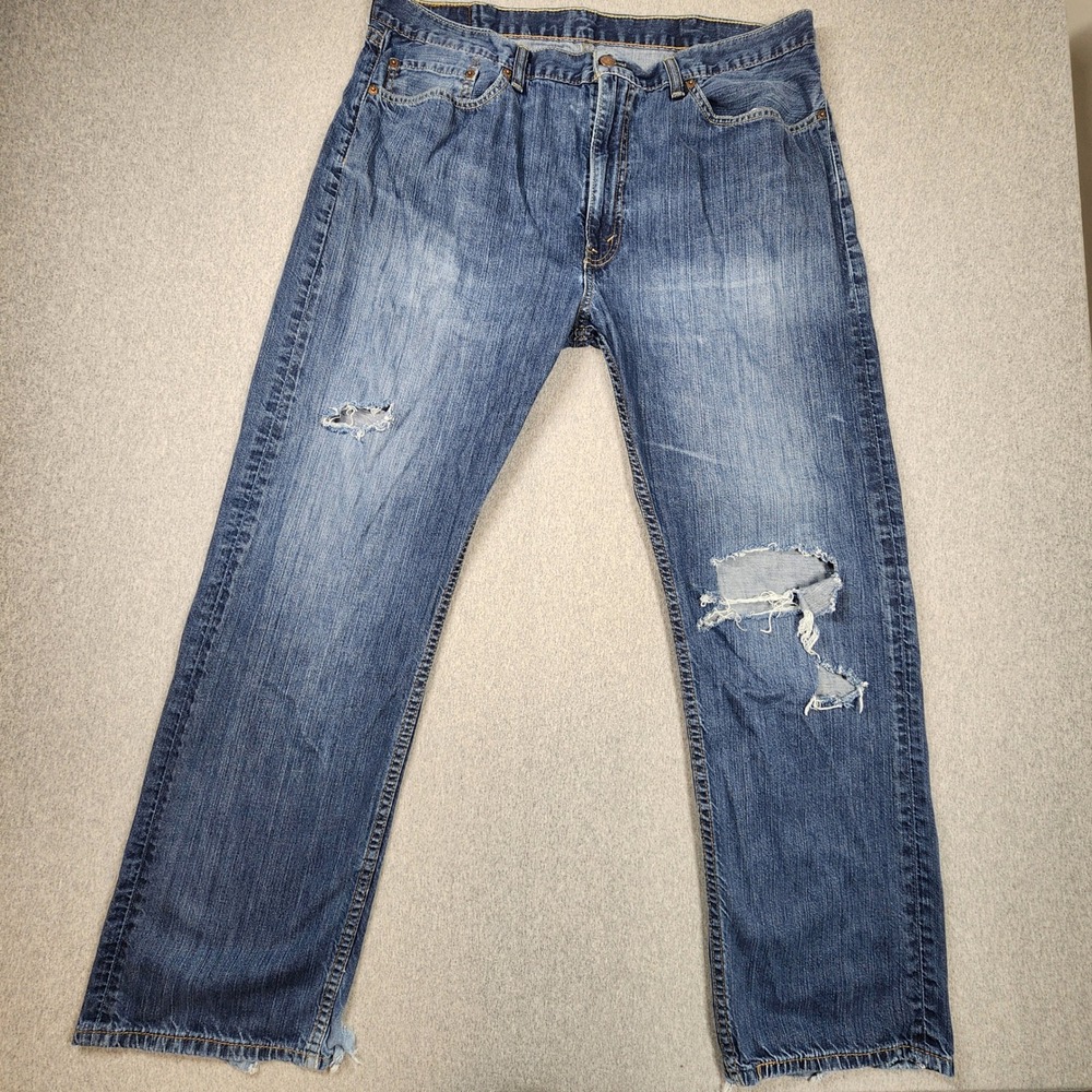 Levi's 559 Relaxed Straight Jeans Mens 40x32 Blue Fair Distressed Frayed Hem